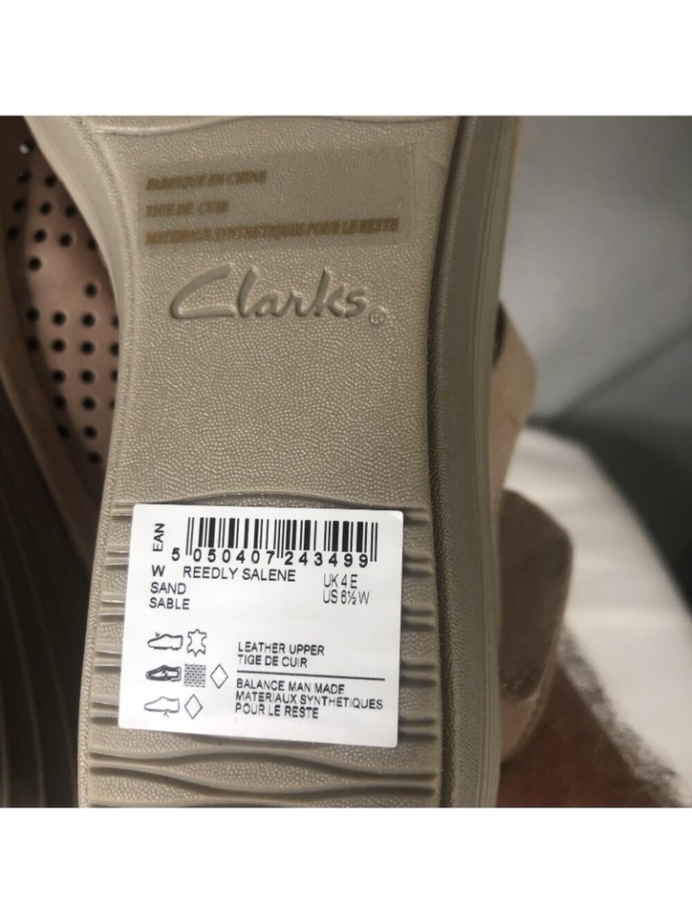Clarks Sandals Womens Size 6.5 Beige Reedly Salene Wedge Comfort Ankle Strap - Picture 4 of 16